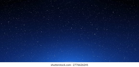 Dark blue starry night sky background with multiple white stars. Deep cosmos galaxy view with bright shiny points. Abstract space backdrop for astronomical design and scientific concept.
