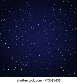 Dark blue starry night sky. Space full of stars background. Vector graphics astronomy illustration.