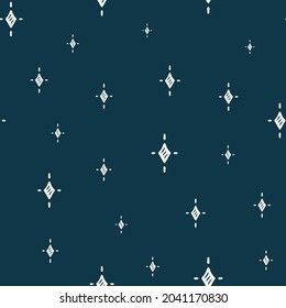 Dark blue starry night stardust pattern repeat fabric print background seamless design. Vector illustration. Surface pattern design. Great for home decor and retro sewing projects. 
