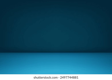 Dark blue Studio background. Space for selling products on the website. Blue Background Empty Room Studio with table. Vector illustration.