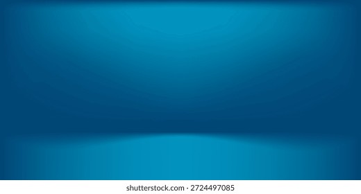 Espaço de estúdio azul escuro. Fundo de Dark Limbo. Fundo 3D abstrato para apresentação do produto. Vista minimalista de parede.

