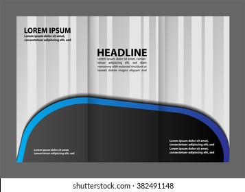 Dark and blue Style Tri-Fold Brochure Design. Corporate Leaflet, Cover Template
