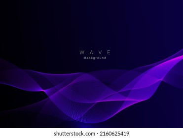 Dark blue stylish smooth dynamic wave background vector