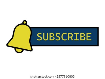 Dark blue subscribe button with yellow bell