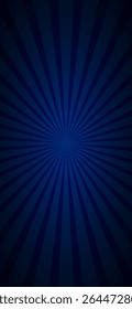 Dark Blue Sunburst Background for Smartphone Wallpaper. Radiant Rays Design. Bg. Vector Illustration