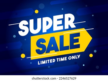 Dark Blue Super Sale Arrow Sign 