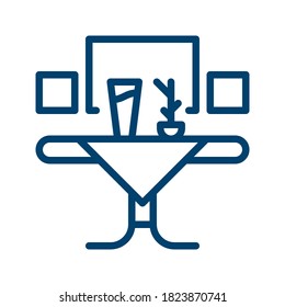 Dark Blue Table Icon Design Isolated on White Background