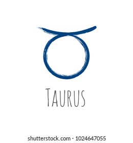 Dark blue Taurus zodiac sign, hand painted horoscope symbol vector. Astrological icon isolated. Taurus astrology zodiac symbol clip art on white background.
