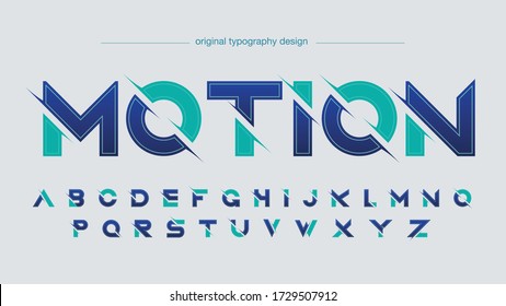 Dark Blue Teal  Abstract Futuristic Sliced Modern Typography Artistic Font Design