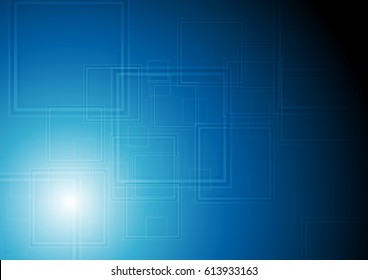 Fondo geométrico cuadrado de tecnología azul oscuro. Ilustración de diseño del vector