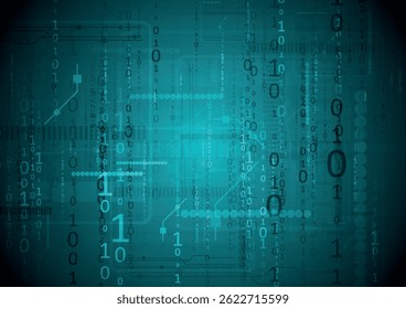 Dark blue technological background with binary code