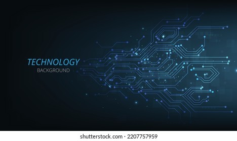 Dark blue technology background with circuit diagram.Technology circuit diagram concept. High tech connection system.Vector abstract technology on dark blue background.