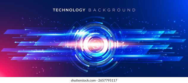 Dark Blue Technology Background with Futuristic HUD Interface
Abstract Vector Design with Glowing Circles and Light Lines, perfect for website banner, cover, presentation