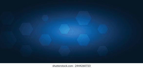 Dark blue technology background with hexagonal elements