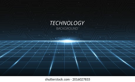  Dark Blue Technology Design.Circuit Board And Square Split In Half On Dark Blue Background.Futuristic Technology Design Background.