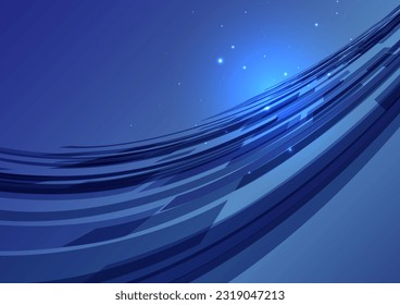dark blue technology wave background