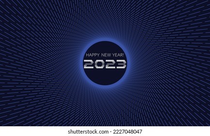 Dark blue template invitation card with digits. New Year 2023 concept.