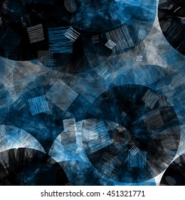 Dark blue texture. Strokes and circles. Grunge seamless template