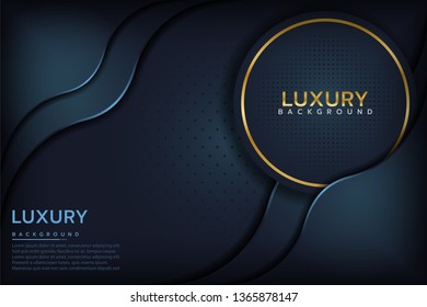 Dark blue textured layer overlap background. Elegant luxurious background