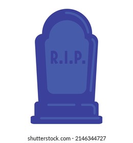 Dark blue tombstone rip sign semi flat color vector object. Cemetery tourism. Honoring memory. Full sized item on white. Simple cartoon style illustration for web graphic design and animation