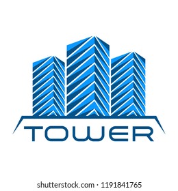Dark Blue Tower Building Logo for signs, backgrounds, business man