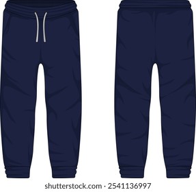 Dark blue training pants mockup front and back view