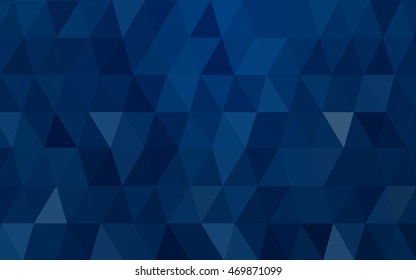 Dark blue triangle mosaic background. A vague abstract illustration with gradient. Brand-new design for your business.