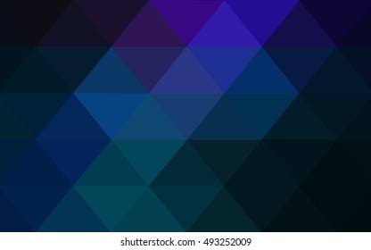 Dark blue triangle mosaic background. Creative geometric illustration in Origami style with gradient. The template can be used as a background for cell phones.