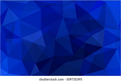 Dark blue triangle mosaic background. Creative geometric illustration in Origami style with gradient. A new texture for your design.