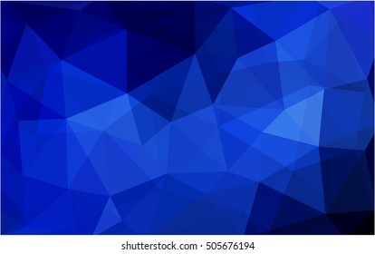 Dark blue triangle mosaic template. Triangular geometric sample with gradient.  The textured pattern can be used for background.