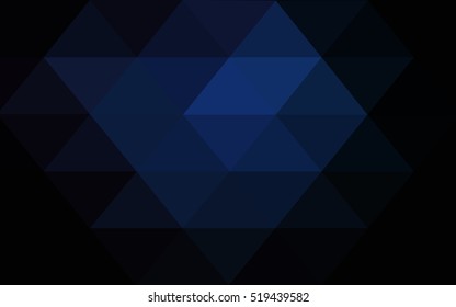 Dark blue triangle mosaic template. Brand-new colored illustration in blurry style with gradient. The template can be used as a background for cell phones.