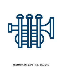 Dark blue trumpet icon design isolated on white background