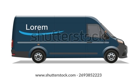 dark blue van vans car minibus mini bus cargo fast free delivery pick up icon logo sign mock up brand decals decal side view art mail post box design vector template