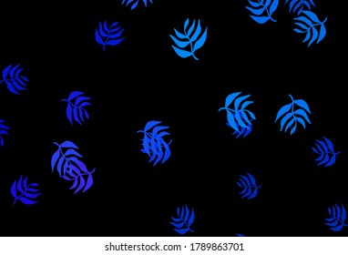 Dark BLUE vector abstract backdrop with leaves. Modern geometrical abstract illustration with leaves. Brand new design for your business.