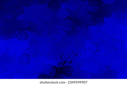 Dark BLUE vector abstract backdrop with trees, branches. Colorful illustration with flowers in doodle style. New design for your business.