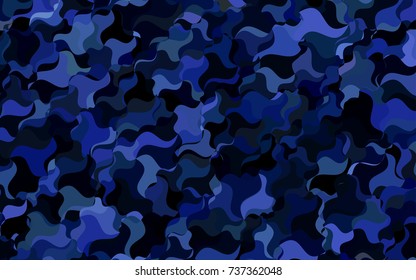 Dark BLUE vector abstract cambered background. Modern geometrical abstract illustration with gradient bandy lines. Brand-new style for your business design.