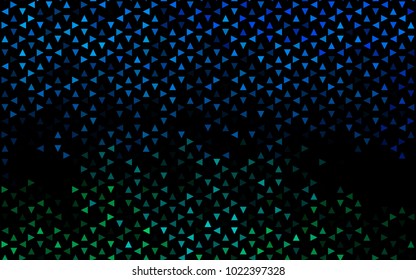 Dark BLUE vector abstract colorful background, which consist of triangles. Pattern with colored triangles on white background.