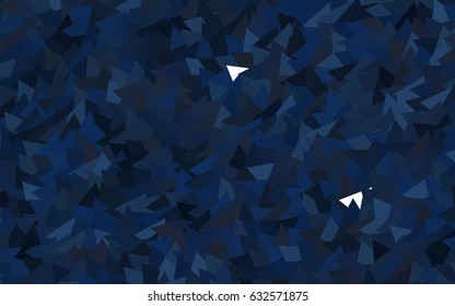 Dark BLUE vector abstract colorful background, which consist of triangles. Pattern with colored triangles on white background.