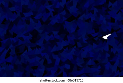 Dark BLUE vector abstract colorful background, which consist of triangles. Pattern with colored triangles on white background.