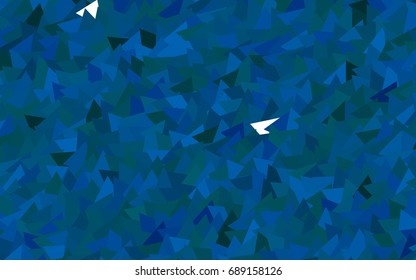 Dark BLUE vector abstract colorful background, which consist of triangles. Pattern with colored triangles on white background.