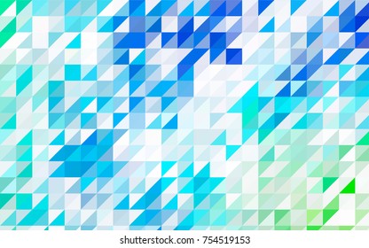 Dark BLUE vector abstract colorful background, which consist of triangles. Pattern with colored triangles on white background.
