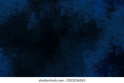 Dark BLUE vector abstract design with flowers. An elegant bright illustration with flowers. New template for your design.