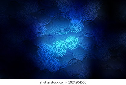 Dark BLUE vector abstract doodle background. Colorful illustration in doodle style with flowers. The best blurred design for your business.