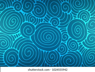 Dark BLUE vector abstract doodle texture. Doodles on blurred abstract background with gradient. The best blurred design for your business.