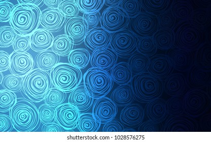 Dark BLUE vector abstract doodle template. Creative illustration in blurred style with roses. The doodle design can be used for your web site.