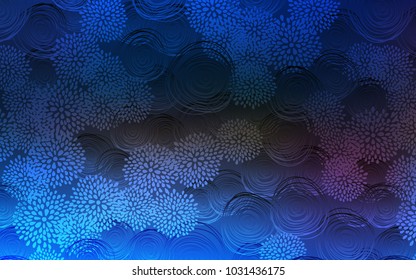 Dark BLUE vector abstract doodle pattern. An elegant bright illustration with flowers in Natural style. The elegant pattern can be used as a part of a brand book.