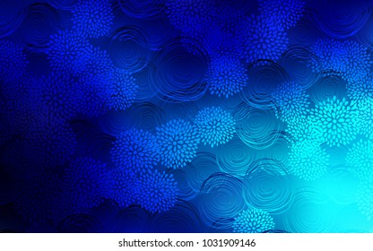 Dark BLUE vector abstract doodle background. A completely new color illustration in doodle style with flowers. The elegant pattern can be used as a part of a brand book.