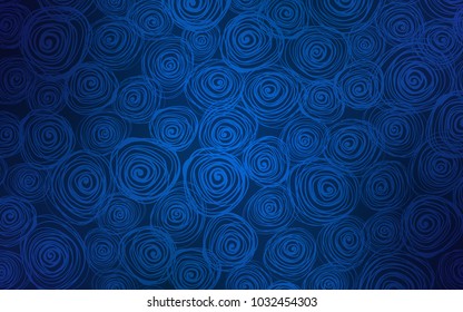 Dark BLUE vector abstract doodle pattern. An elegant bright illustration with roses in Natural style. The best blurred design for your business.