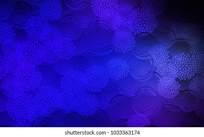 Dark BLUE vector abstract doodle template. A completely new color illustration in doodle style with flowers. The completely new template can be used for your brand book.