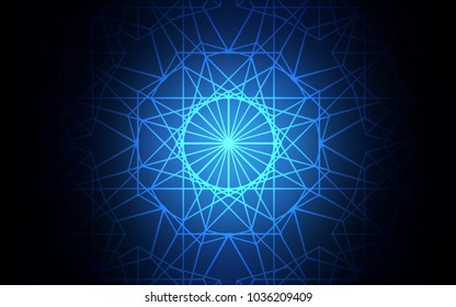 Dark BLUE vector abstract doodle wallpaper. A vague abstract illustration with doodles drawn by child in Indian style. Hand painted design for web, leaflet, textile.